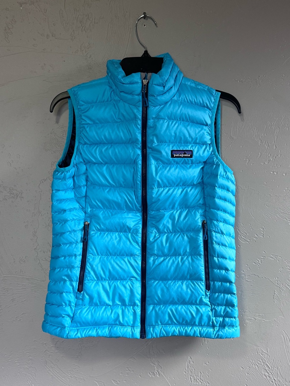Patagonia Women’s Down Quilted Puffer Vest Small Turquoise Blue Goose Down